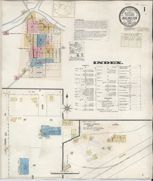 Sanborn Fire Insurance Map from Arlington, Snohomish County, Washington (1940), Sheet #0001 - Historic Sanborn Fire Insurance Map Print, vintage old map wall art, antique decor, genealogy gift, Washington Washington map