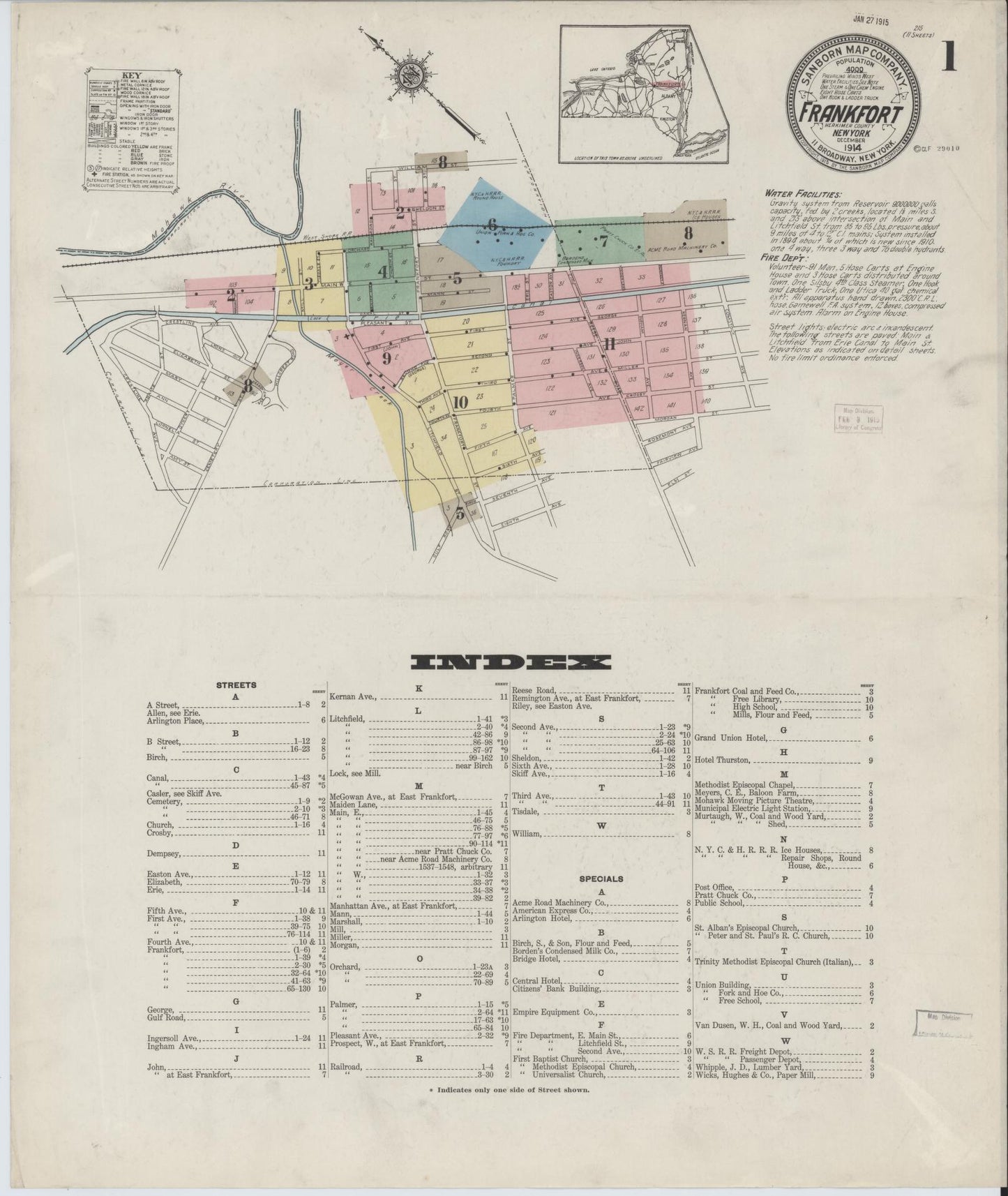 Sanborn Fire Insurance Map from Frankfort, Herkimer County, New York. (1914) – Historic Sanborn Fire Insurance Map Print