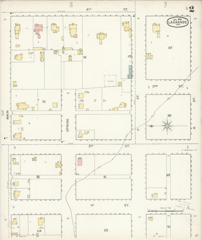 Sanborn Fire Insurance Map from La Grande, Union County, Oregon (1893), Sheet #0002 - Complete Map Set gallery image, historic Sanborn map, vintage wall art, Oregon Oregon