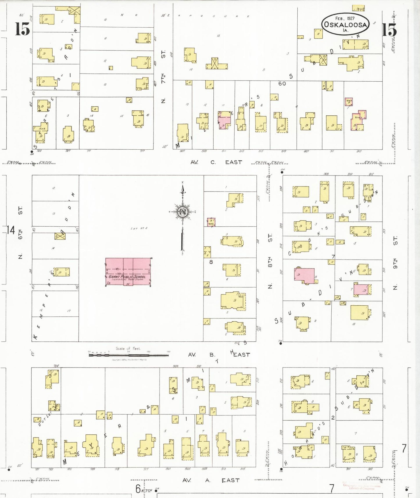 Sanborn Fire Insurance Map from Oskaloosa, Mahaska County, Iowa (1927), Sheet #0015 - Historic Sanborn Fire Insurance Map Print
