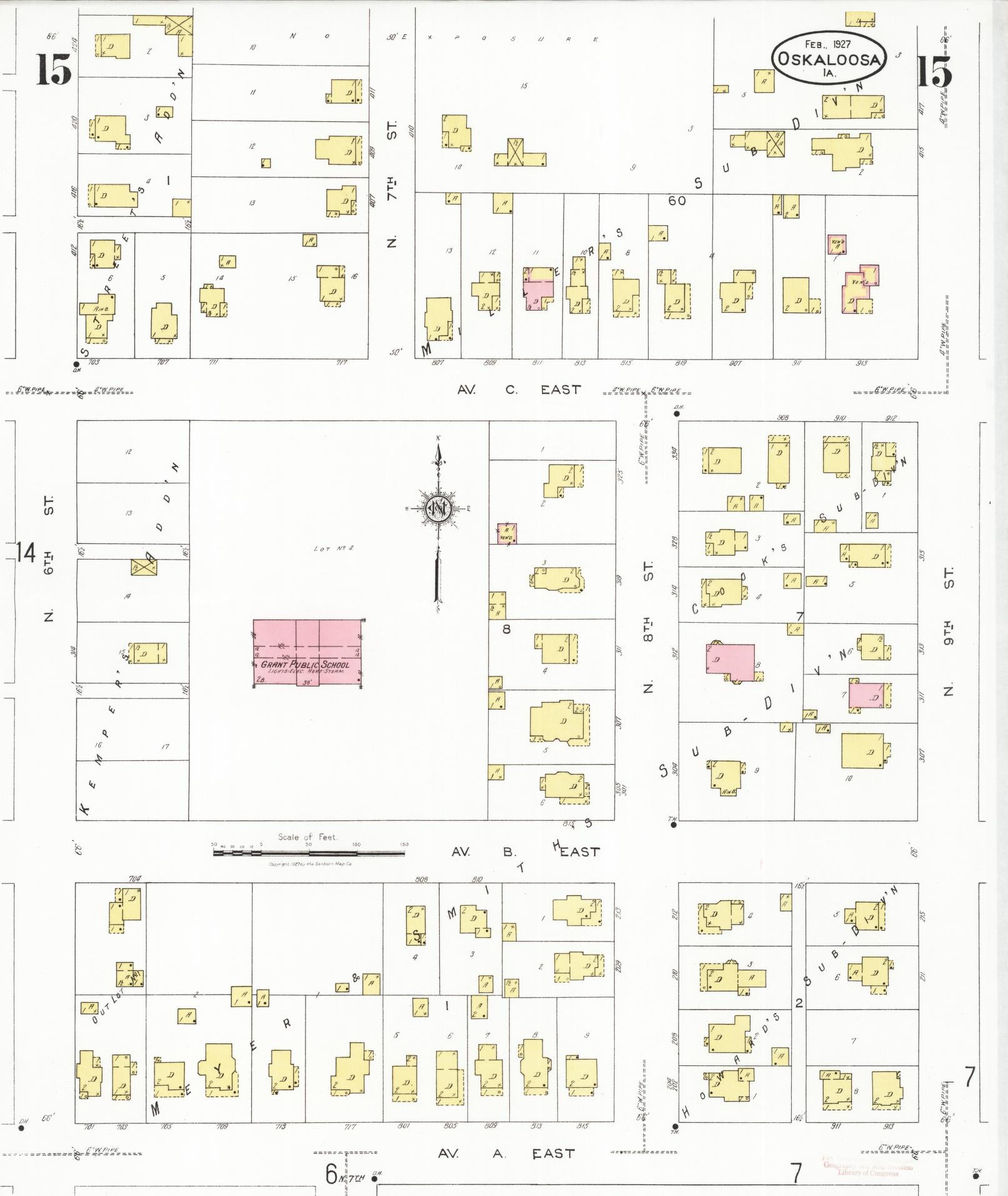 Sanborn Fire Insurance Map from Oskaloosa, Mahaska County, Iowa (1927), Sheet #0015 - Historic Sanborn Fire Insurance Map Print