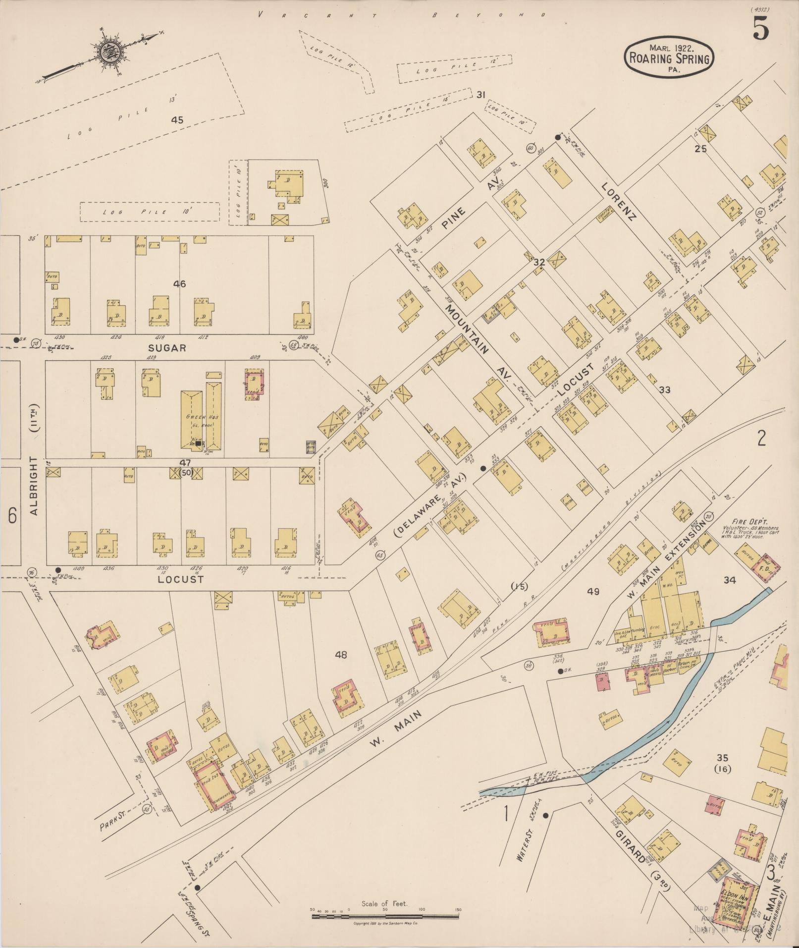 Sanborn Fire Insurance Map from Roaring Spring, Blair County, Pennsylvania (1922), Sheet #0005 - Complete Map Set gallery image, historic Sanborn map, vintage wall art, Pennsylvania Pennsylvania