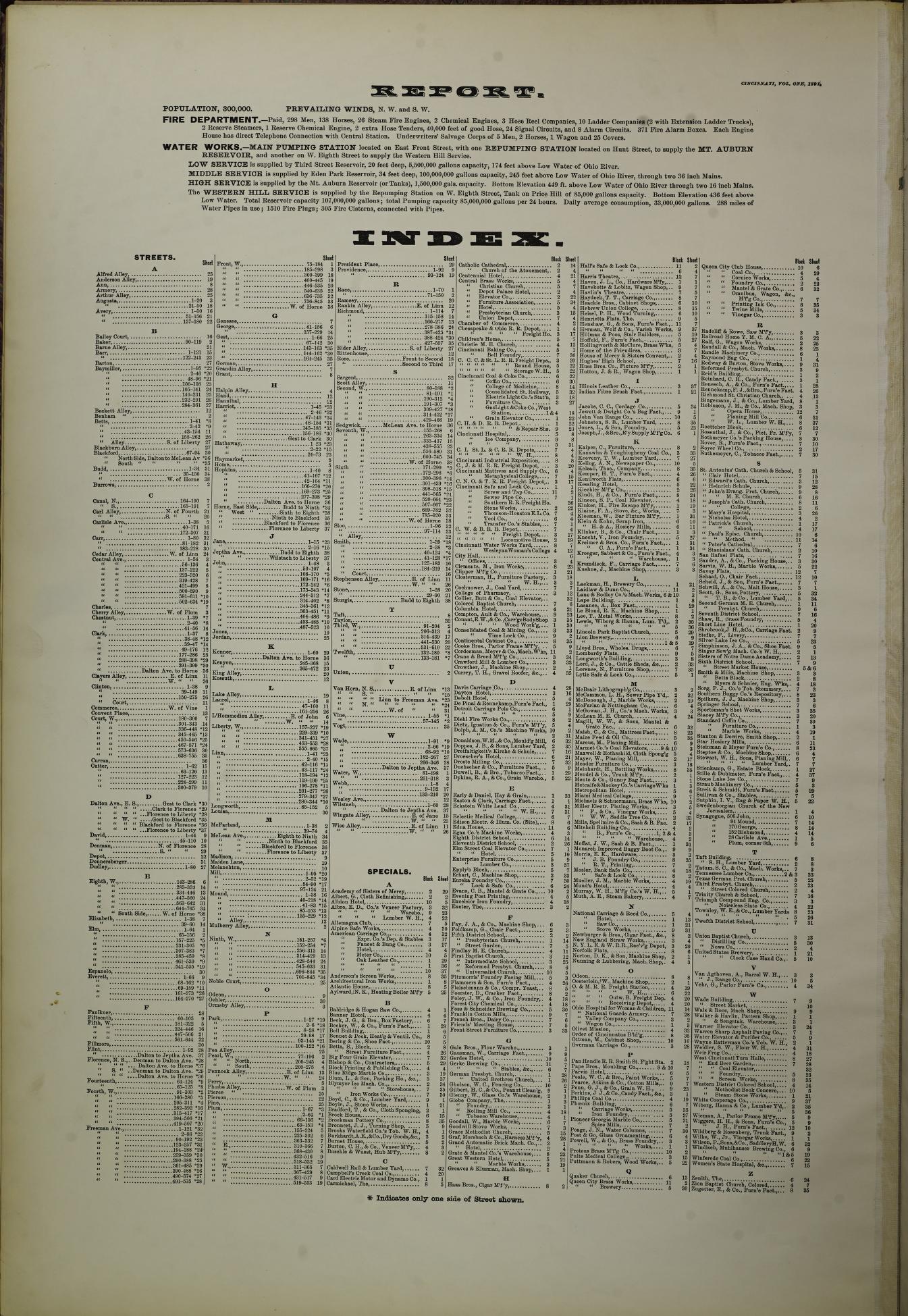 Sanborn Fire Insurance Map from Cincinnati, Hamilton County, Ohio (1891), Sheet #0001 - Complete Map Set gallery image, historic Sanborn map, vintage wall art, Ohio Ohio