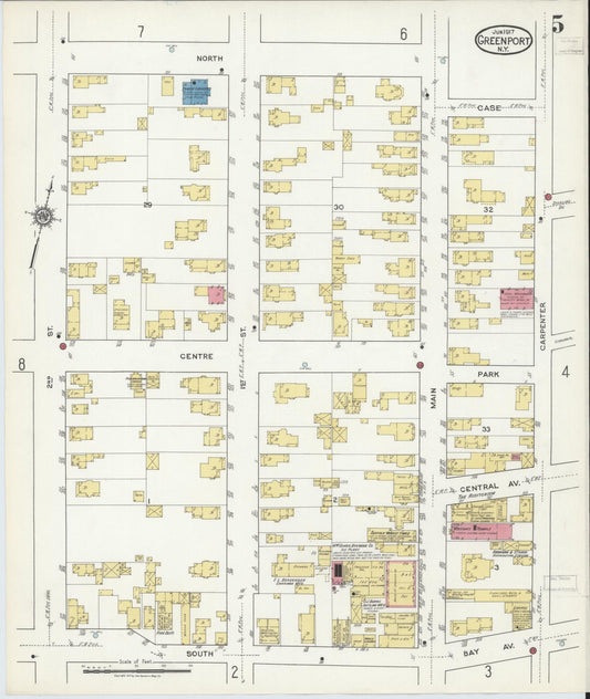 Sanborn Fire Insurance Map from Greenport, Suffolk County, New York (1917), Sheet #0005 - Historic Sanborn Fire Insurance Map Print, vintage old map wall art, antique decor, genealogy gift, New York New York map