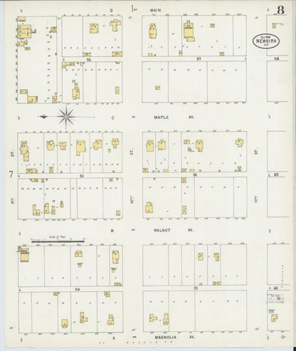 Sanborn Fire Insurance Map from Newkirk, Kay County, Oklahoma (1898), Sheet #0008 - Complete Map Set gallery image, historic Sanborn map, vintage wall art, Oklahoma Oklahoma