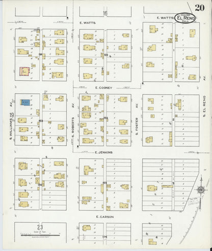 Sanborn Fire Insurance Map from El Reno, Canadian County, Oklahoma (1920), Sheet #0020 - Complete Map Set gallery image, historic Sanborn map, vintage wall art, Oklahoma Oklahoma
