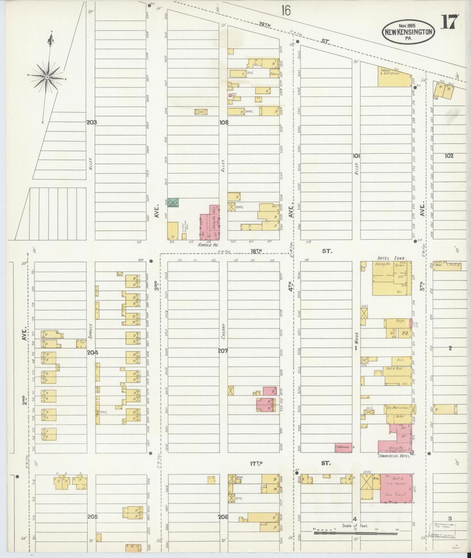 Sanborn Fire Insurance Map from New Kensington, Westmoreland County, Pennsylvania (1905), Sheet #0017 - Complete Map Set gallery image, historic Sanborn map, vintage wall art, Pennsylvania Pennsylvania