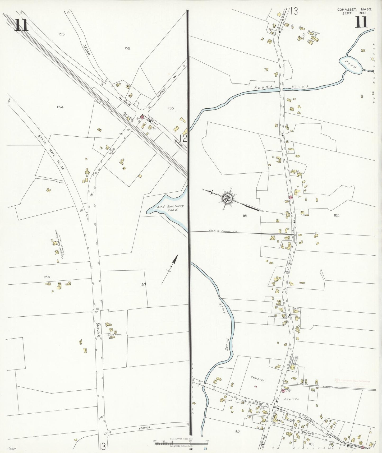 Sanborn Fire Insurance Map from Cohasset, Norfolk County, Massachusetts (1935), Sheet #0011 - Complete Map Set gallery image, historic Sanborn map, vintage wall art, Massachusetts Massachusetts