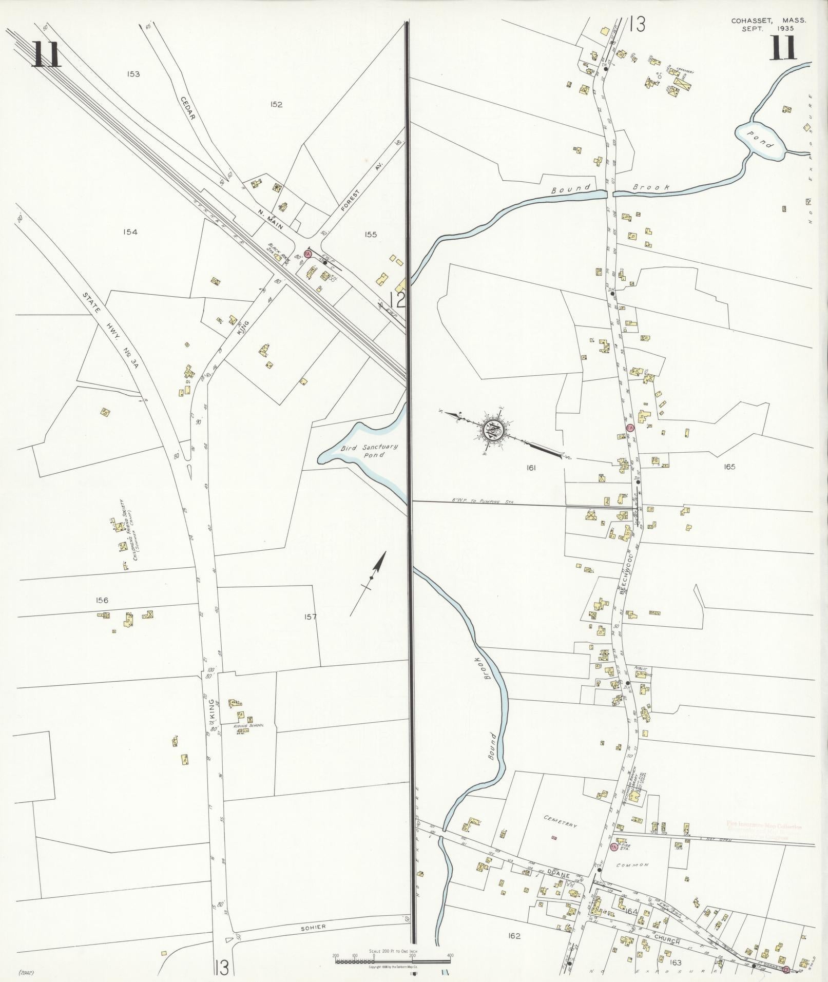 Sanborn Fire Insurance Map from Cohasset, Norfolk County, Massachusetts (1935), Sheet #0011 - Complete Map Set gallery image, historic Sanborn map, vintage wall art, Massachusetts Massachusetts