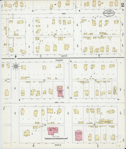 Sanborn Fire Insurance Map from Fairbury, Livingston County, Illinois (1906), Sheet #0002 - Complete Map Set gallery image, historic Sanborn map, vintage wall art, Illinois Illinois