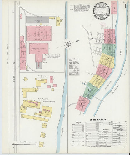 Sanborn Fire Insurance Map from Monongahela City, Washington County, Pennsylvania (1895), Sheet #0001 - Complete Map Set gallery image, historic Sanborn map, vintage wall art, Pennsylvania Pennsylvania