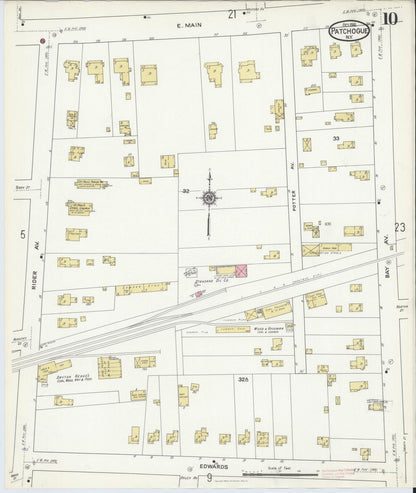 Sanborn Fire Insurance Map from Patchogue, Suffolk County, New York (1916), Sheet #0010 - Complete Map Set gallery image, historic Sanborn map, vintage wall art, New York New York