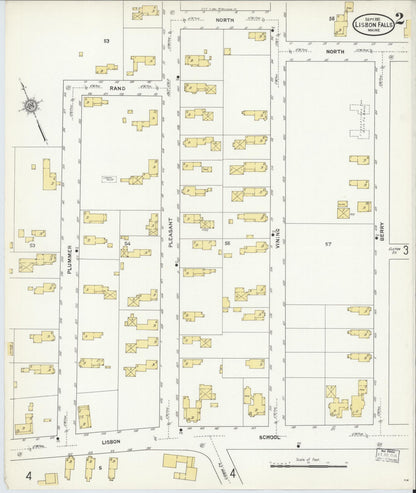 Sanborn Fire Insurance Map from Lisbon Falls, Androscoggin County, Maine (1911), Sheet #0002 - Complete Map Set gallery image, historic Sanborn map, vintage wall art, Maine Maine