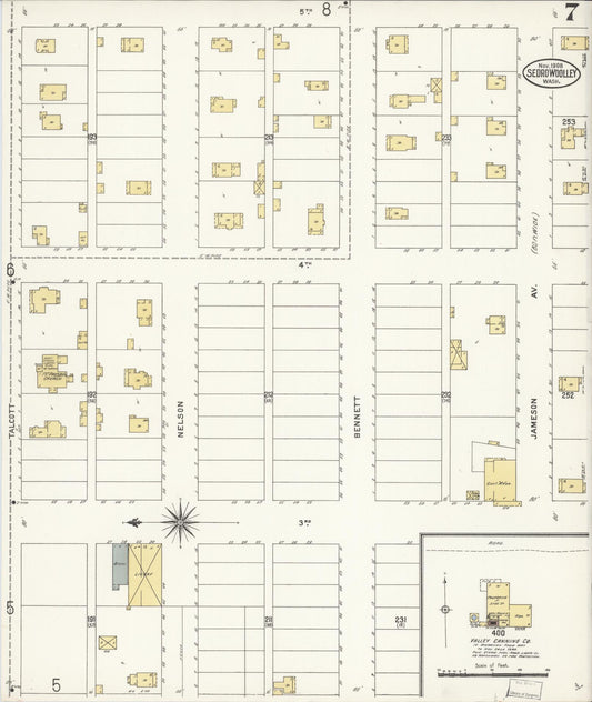 Sanborn Fire Insurance Map from Sedro Woolley, Skagit County, Washington (1907), Sheet #0007 - Historic Sanborn Fire Insurance Map Print, vintage old map wall art, antique decor, genealogy gift, Washington Washington map