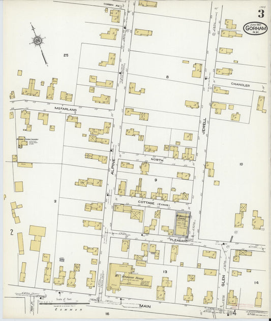 Sanborn Fire Insurance Map from Gorham, Coos County, New Hampshire (1921), Sheet #0003 - Historic Sanborn Fire Insurance Map Print, vintage old map wall art, antique decor, genealogy gift, New Hampshire New Hampshire map