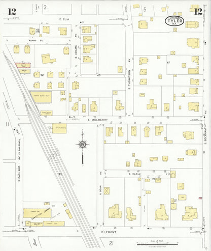 Sanborn Fire Insurance Map from Tyler, Smith County, Texas (1928), Sheet #0012 - Complete Map Set gallery image, historic Sanborn map, vintage wall art, Texas Texas
