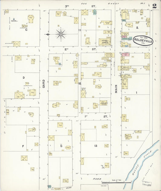 Sanborn Fire Insurance Map from Kelseyville, Lake County, California (1890), Sheet #0002 - Historic Sanborn Fire Insurance Map Print, vintage old map wall art, antique decor, genealogy gift, California California map