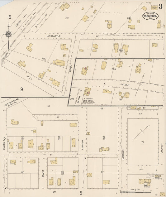 Sanborn Fire Insurance Map from Woodburn, Marion County, Oregon (1913), Sheet #0003 - Historic Sanborn Fire Insurance Map Print, vintage old map wall art, antique decor, genealogy gift, Oregon Oregon map