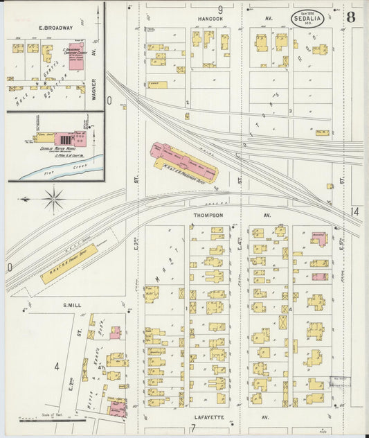 Sanborn Fire Insurance Map from Sedalia, Pettis County, Missouri (1898), Sheet #0008 - Historic Sanborn Fire Insurance Map Print, vintage old map wall art, antique decor, genealogy gift, Missouri Missouri map