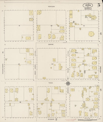 Sanborn Fire Insurance Map from Suisun, Solano County, California (1920), Sheet #0005 - Complete Map Set gallery image, historic Sanborn map, vintage wall art, California California