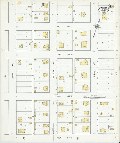 Sanborn Fire Insurance Map from Hamlin, Jones County, Texas (1919), Sheet #0009 - Complete Map Set gallery image, historic Sanborn map, vintage wall art, Texas Texas
