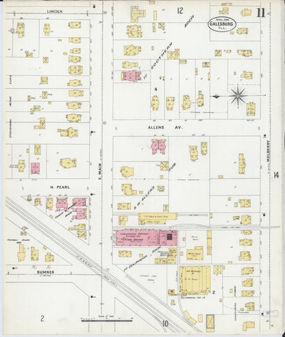 Sanborn Fire Insurance Map from Galesburg, Knox County, Illinois (1906), Sheet #0011 - Complete Map Set gallery image, historic Sanborn map, vintage wall art, Illinois Illinois