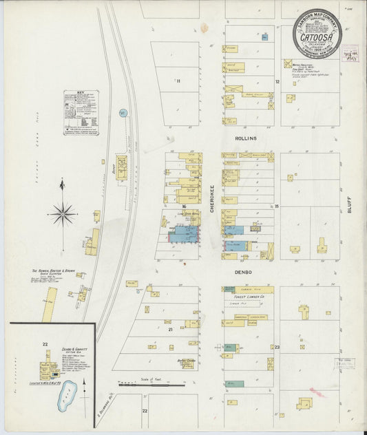 Sanborn Fire Insurance Map from Catoosa, Rodgers County, Oklahoma (1909), Sheet #0001 - Historic Sanborn Fire Insurance Map Print, vintage old map wall art, antique decor, genealogy gift, Oklahoma Oklahoma map