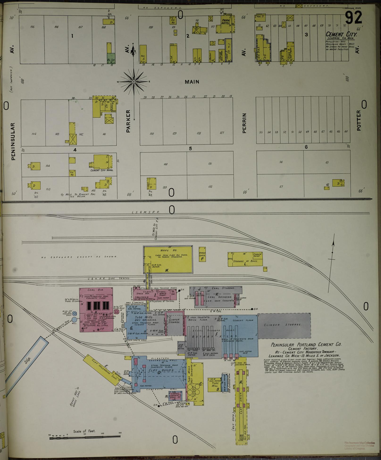 Sanborn Fire Insurance Map from Jackson, Jackson County, Michigan (1907), Sheet #0092 - Complete Map Set gallery image, historic Sanborn map, vintage wall art, Michigan Michigan