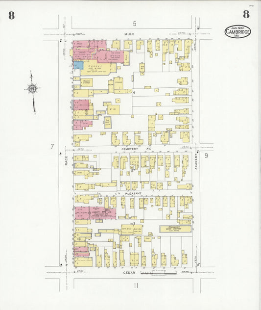 Dorchester, Maryland - 1930 - Sanborn Fire Insurance Map, Sheet #0008 - Historic Sanborn Fire Insurance Map Print, Dorchester Maryland 1930 0008 vintage old map wall art