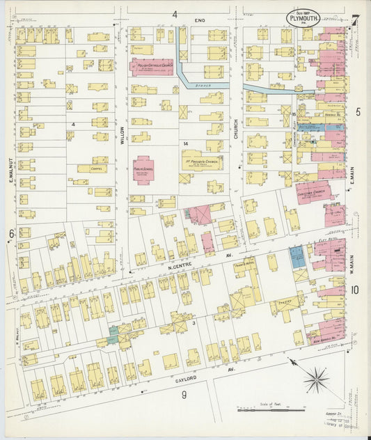 Sanborn Fire Insurance Map from Plymouth, Luzerne County, Pennsylvania (1907), Sheet #0007 - Historic Sanborn Fire Insurance Map Print, vintage old map wall art, antique decor, genealogy gift, Pennsylvania Pennsylvania map