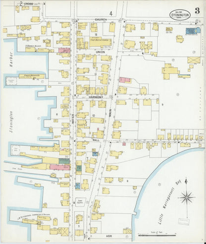 Sanborn Fire Insurance Map from Stonington, New London County, Connecticut (1901), Sheet #0003 - Complete Map Set gallery image, historic Sanborn map, vintage wall art, Connecticut Connecticut