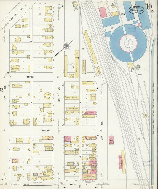 Sanborn Fire Insurance Map from Kaukauna, Outagamie County, Wisconsin (1913), Sheet #0010 - Historic Sanborn Fire Insurance Map Print, vintage old map wall art, antique decor, genealogy gift, Wisconsin Wisconsin map