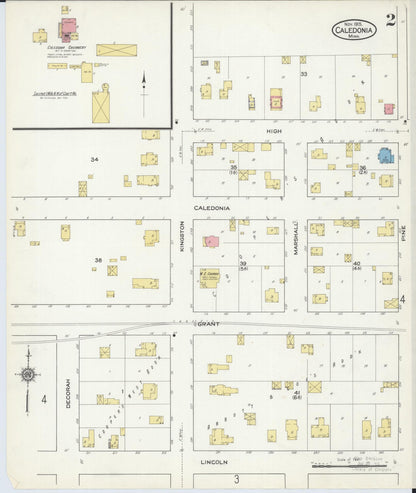 Sanborn Fire Insurance Map from Caledonia, Houston County, Minnesota (1915), Sheet #0002 - Historic Sanborn Fire Insurance Map Print, vintage old map wall art, antique decor, genealogy gift, Minnesota Minnesota map