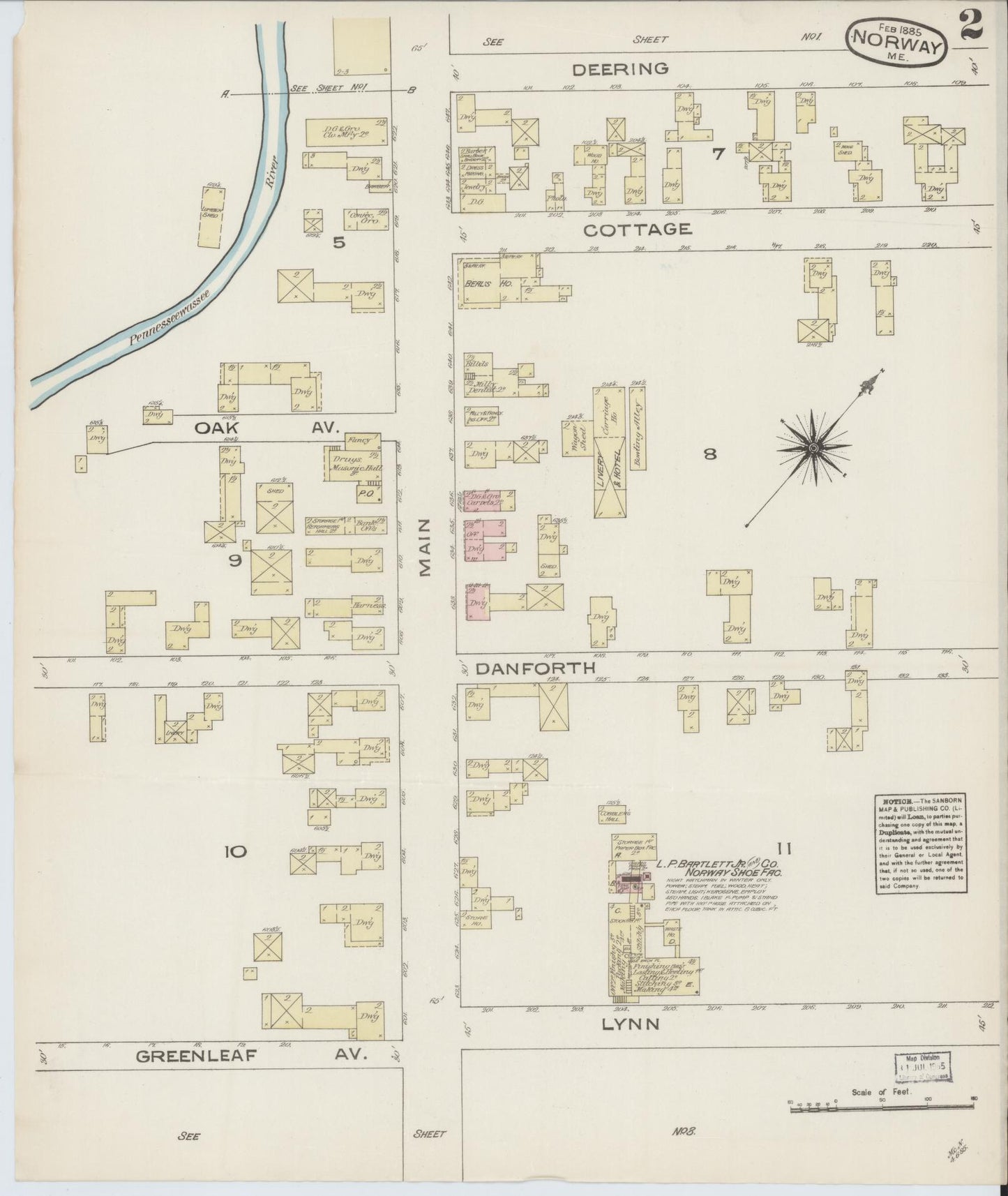 Sanborn Fire Insurance Map from Norway, Oxford County, Maine (1885), Sheet #0002 - Historic Sanborn Fire Insurance Map Print, vintage old map wall art, antique decor, genealogy gift, Maine Maine map