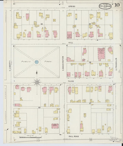 Sanborn Fire Insurance Map from Delaware, Delaware County, Ohio (1895), Sheet #0010 - Complete Map Set gallery image, historic Sanborn map, vintage wall art, Sanborn Fire Insurance Map from Delaware Delaware