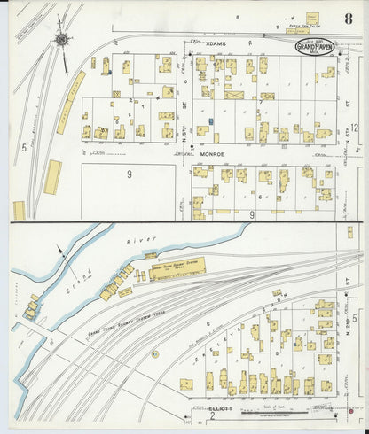 Sanborn Fire Insurance Map from Grand Haven, Ottawa County, Michigan (1920), Sheet #0008 - Complete Map Set gallery image, historic Sanborn map, vintage wall art, Michigan Michigan