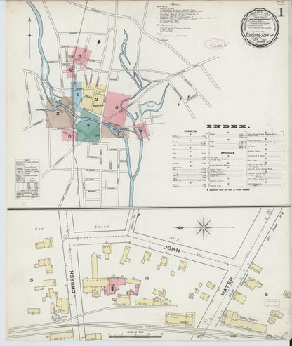 Sanborn Fire Insurance Map from Torrington, Litchfield County, Connecticut (1891), Sheet #0001 - Complete Map Set gallery image, historic Sanborn map, vintage wall art, Connecticut Connecticut