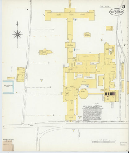 Sanborn Fire Insurance Map from West Palm Beach, Dade County, Florida (1903), Sheet #0005 - Historic Sanborn Fire Insurance Map Print, vintage old map wall art, antique decor, genealogy gift, Florida Florida map
