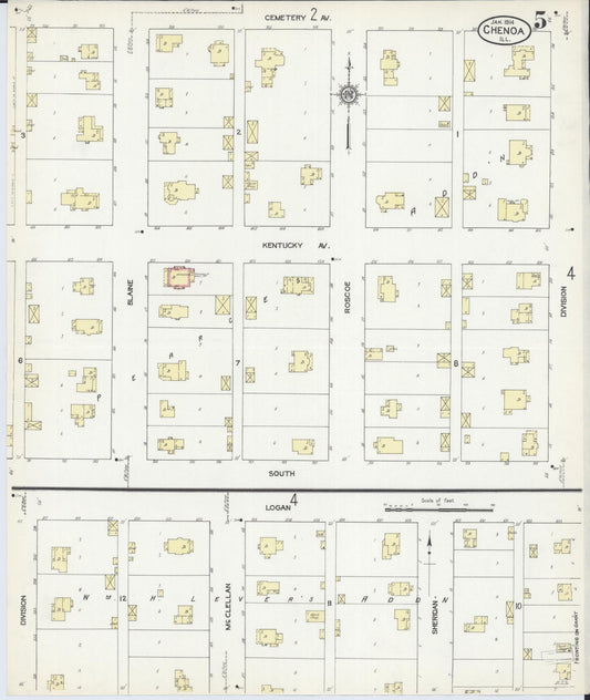 Sanborn Fire Insurance Map from Chenoa, McLean County, Illinois (1914), Sheet #0005 - Historic Sanborn Fire Insurance Map Print, vintage old map wall art, antique decor, genealogy gift, Illinois Illinois map
