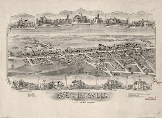 Wernersville, Pennsylvania. (1898) – Historic Bird’s-Eye View Panorama Print