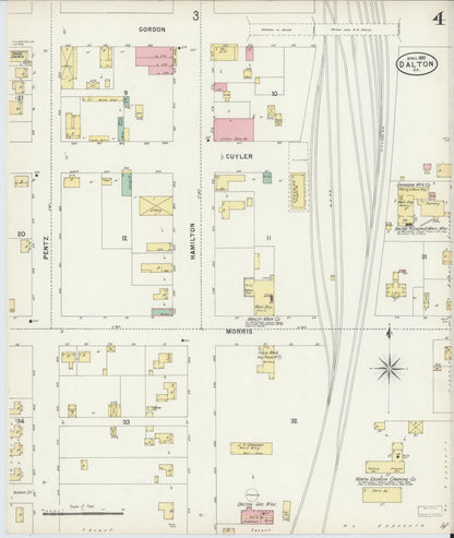 Sanborn Fire Insurance Map from Dalton, Whitfield County, Georgia (1897), Sheet #0004 - Complete Map Set gallery image, historic Sanborn map, vintage wall art, Georgia Georgia