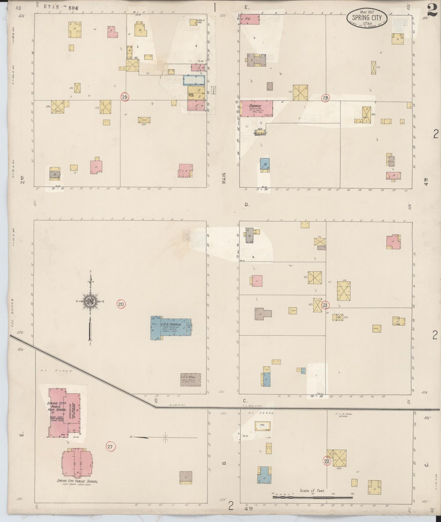 Sanborn Fire Insurance Map from Spring City, Sanpete County, Utah (1931), Sheet #0002 - Complete Map Set gallery image, historic Sanborn map, vintage wall art, Utah Utah