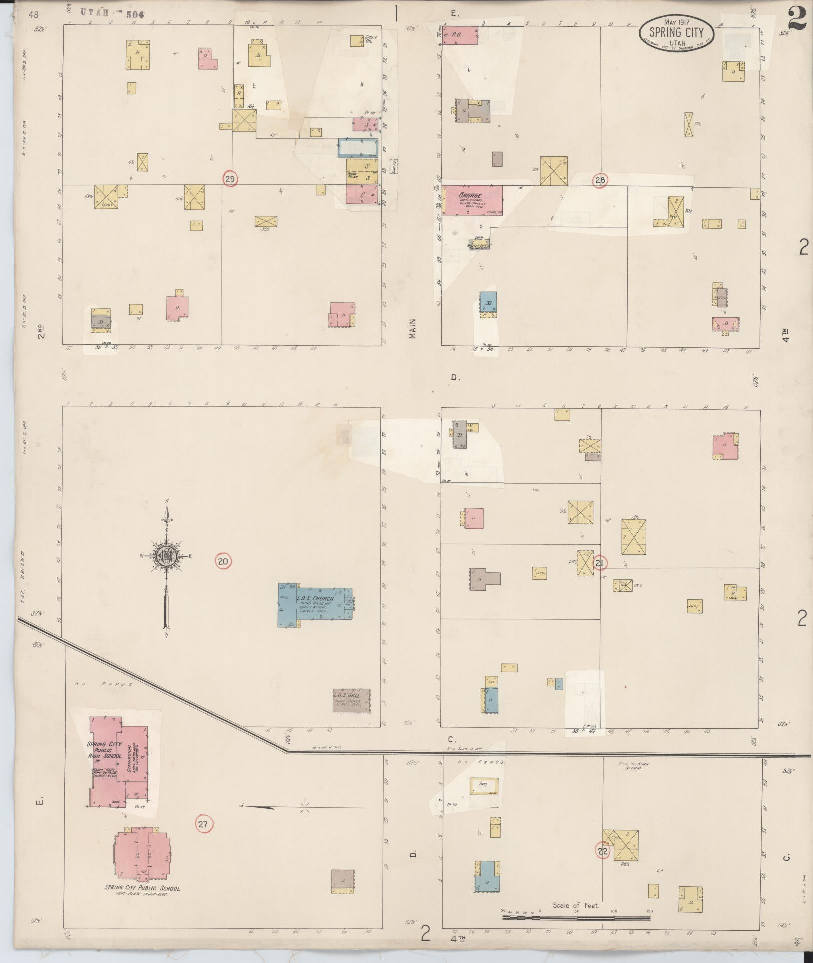 Sanborn Fire Insurance Map from Spring City, Sanpete County, Utah (1931), Sheet #0002 - Complete Map Set gallery image, historic Sanborn map, vintage wall art, Utah Utah