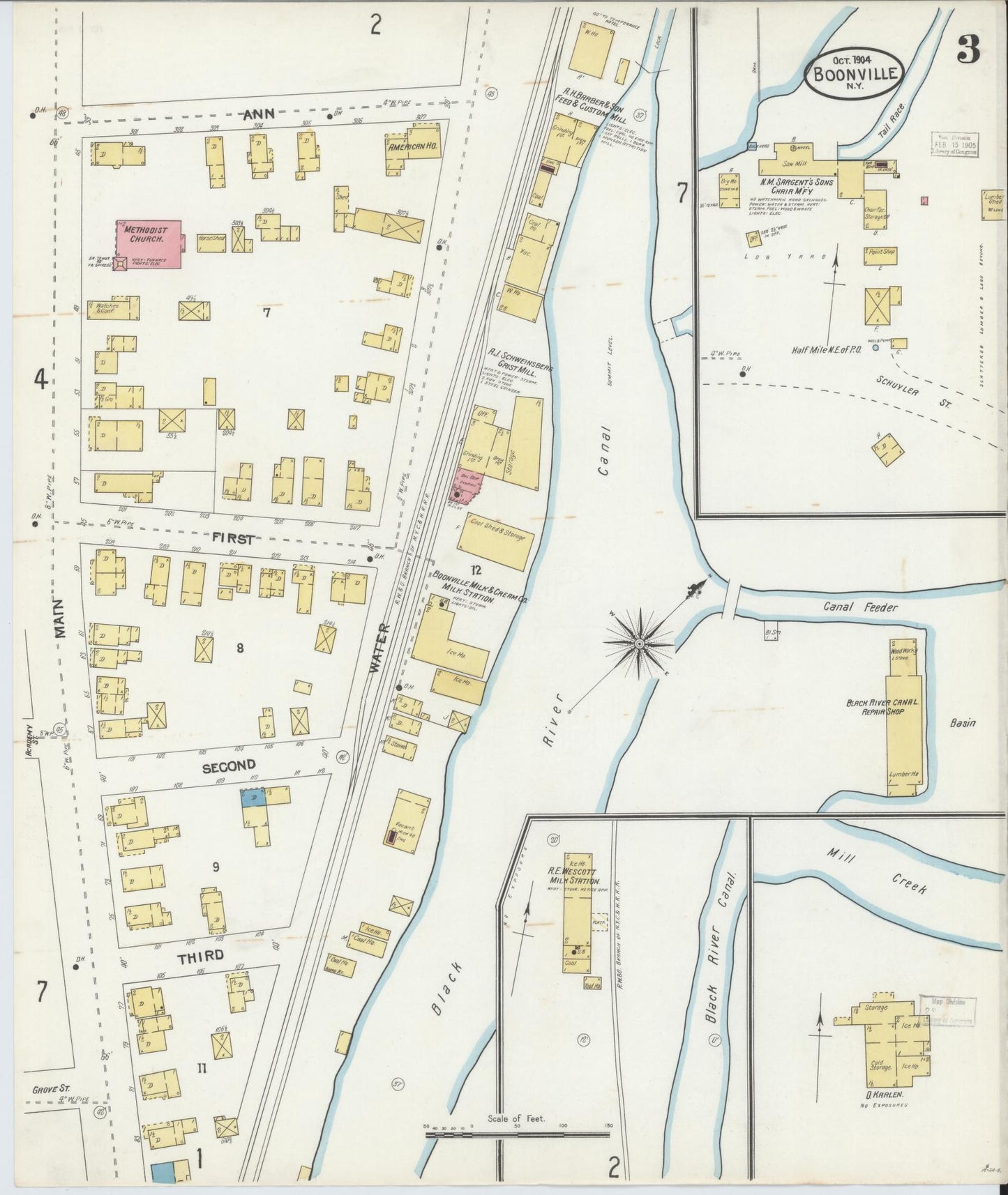 Sanborn Fire Insurance Map from Boonville, Oneida County, New York (1904), Sheet #0003 - Complete Map Set gallery image, historic Sanborn map, vintage wall art, New York New York