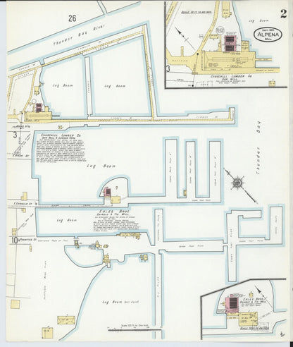 Sanborn Fire Insurance Map from Alpena, Alpena County, Michigan (1910), Sheet #0002 - Historic Sanborn Fire Insurance Map Print, vintage old map wall art, antique decor, genealogy gift, Michigan Michigan map
