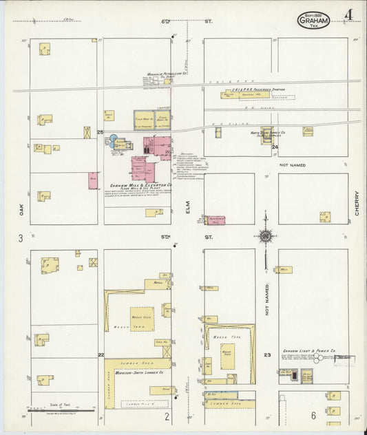 Sanborn Fire Insurance Map from Graham, Young County, Texas (1920), Sheet #0004 - Historic Sanborn Fire Insurance Map Print, vintage old map wall art, antique decor, genealogy gift, Texas Texas map