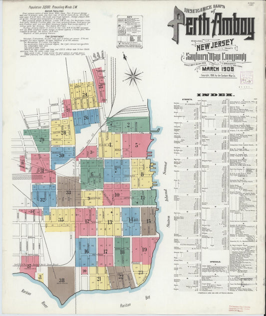 Sanborn Fire Insurance Map from Perth Amboy, Middlesex County, New Jersey. (1908) – Historic Sanborn Fire Insurance Map Print