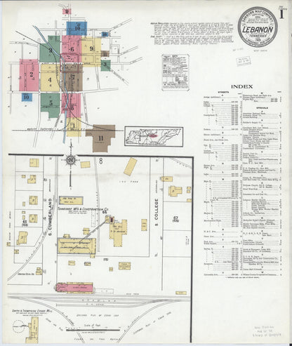 Sanborn Fire Insurance Map from Lebanon, Wilson County, Tennessee (1920), Sheet #0001 - Complete Map Set gallery image, historic Sanborn map, vintage wall art, Tennessee Tennessee