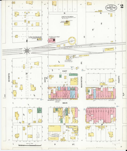 Sanborn Fire Insurance Map from Sabetha, Nemaha County, Kansas (1901), Sheet #0002 - Complete Map Set gallery image, historic Sanborn map, vintage wall art, Kansas Kansas