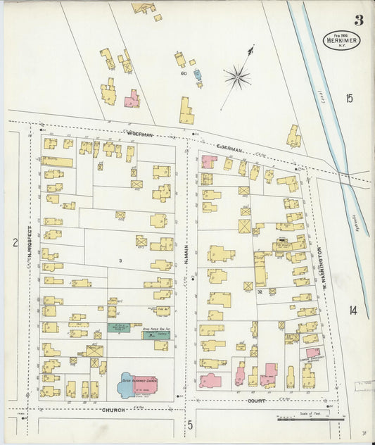 Sanborn Fire Insurance Map from Herkimer, Herkimer County, New York (1906), Sheet #0003 - Historic Sanborn Fire Insurance Map Print, vintage old map wall art, antique decor, genealogy gift, New York New York map